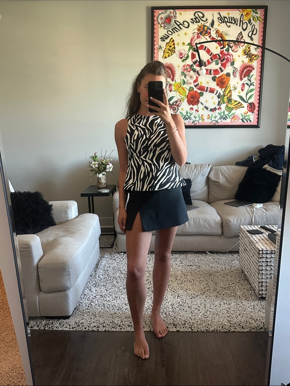 Zara Black and White Zebra Print Tank Top